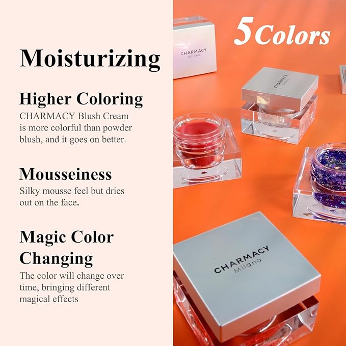 CHARMACY Magic Color Lip & Cheek Balm, PH Color Changing Blusher for Cheeks, Long Lasting Moisturizing Multi Use cream Waterproof Blush Makeup, BEATING HEART (#03)-Velvo Beauty