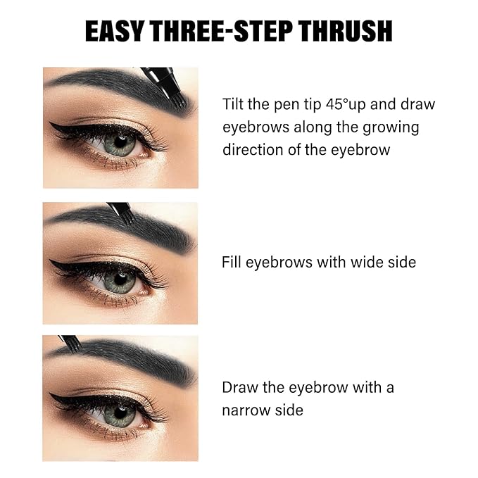 Eyebrow Pen Waterproof, Liquid Eyebrow Pencil with a Micro-Fork Tip Applicator Creates Natural Looking Brows Effortlessly, Black-Velvo Beauty