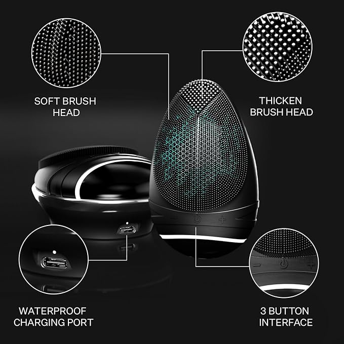 douxds Flex™ Pro Vibrating Face Brush, Electric Face Scrubber, Face Scrubber for Men, Flex™ Face Brush, Men's Skin Care, Powerful Sonic Technology, Removes Dark Marks and Bumps, Acne Treatment-Velvo Beauty