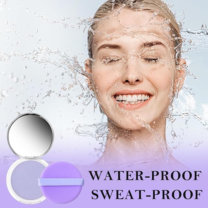 Chillab Lavender Matte Powder, Oil Control Face Pressed Chillab Lavender Matte Powder with Mini Powder Puff, Jelly Pressed Setting Powder Face Makeup, Cruelty Free-Velvo Beauty