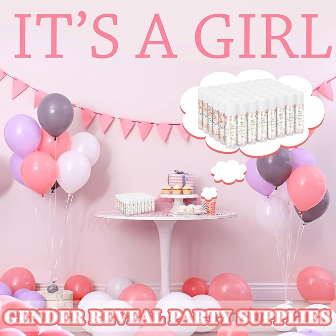 50 Pack Floral Baby Shower Lip Balm Party Supplies Bulk for Girls Guests It's a Girl Baby Shower Gifts Gender Reveal Favors Prizes Souvenirs Winners Thank You Appreciation Gifts-Velvo Beauty