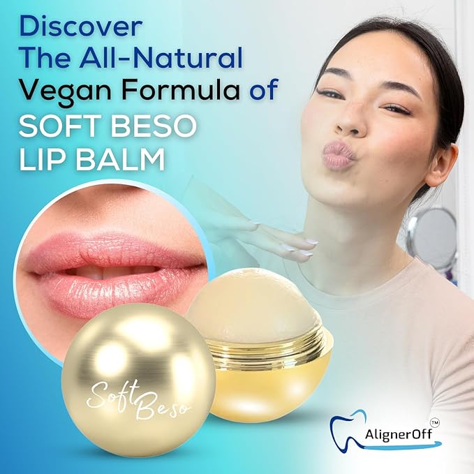 SoftBeso Lip Balm| Gold-Vanilla Flavor| Vegan Lip Care|Clean Ingredients | Lip Balm for Beautiful, Soft Lips | Hydrating & Nourishing Lip Care Products | Premium Lip Balm Ball-Velvo Beauty