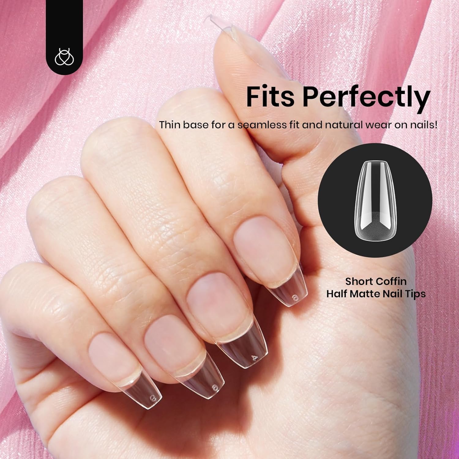 Beetles Short Coffin Nail Tips 576 PCS Half Matte Pre-shape Short Coffin Fake Nails 12 Sizes Full Cover Acrylic False Nails Nail Extension DIY Manicure Gifts for Women-Velvo Beauty