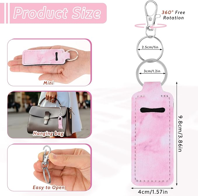 4Pcs Chapstick Holder Keychain, Lip Balm Sleeve Pouch, Chapstick Holder With Clip, Lip Balm Holder, Stocking Stuffers Gift for Women(Pink, Gray, Purple, Blue)-Velvo Beauty