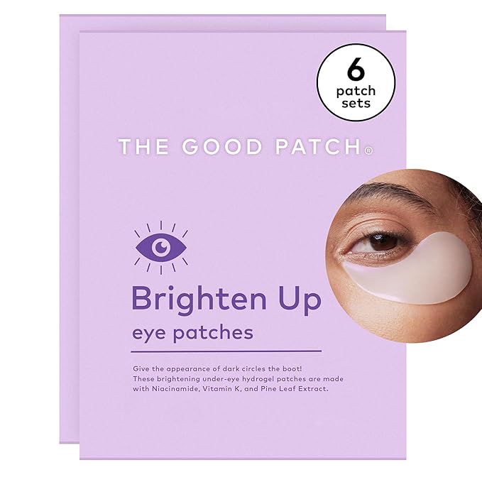 The Good Patch Brighten Up Hydrogel Under Eye Patches for Dark Circles and Puffy Eyes, Made with Niacinamide, Vitamin K, Pine Leaf Extract, Clinically Proven (6 Total Patch Sets)-Velvo Beauty