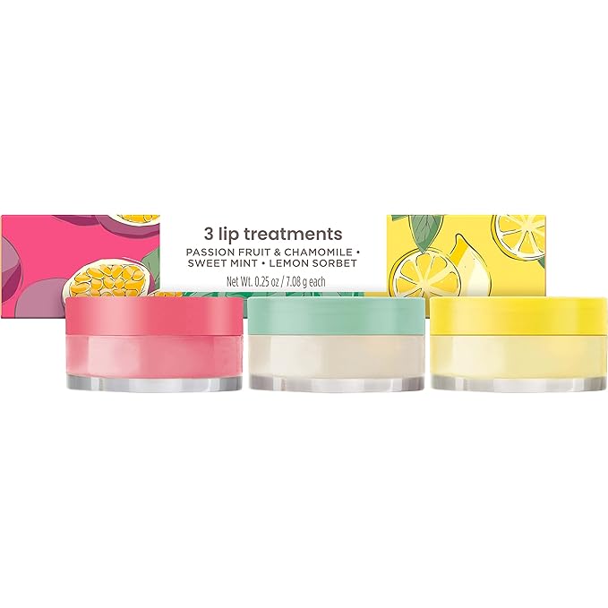 Burt's Bees Lip Mask Set- Overnight Intensive Treatment Revives & Nourishes for All Day Hydration, College Back to School Dorm Essentials, Passion Fruit & Chamomile, Sweet Mint & Lemon Sorbet-Velvo Beauty