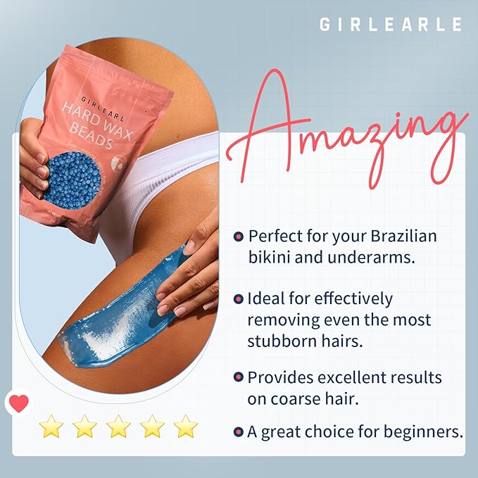 Hard Wax Beads, 1lb Wax Beans for Hair Removal, Hard Wax for Women Sensitive Skin at Home, Wax Refill Perfect for Brazilian Bikini, Eyebrow, Legs, Facial and Full Body with Chamomile Formula-Velvo Beauty