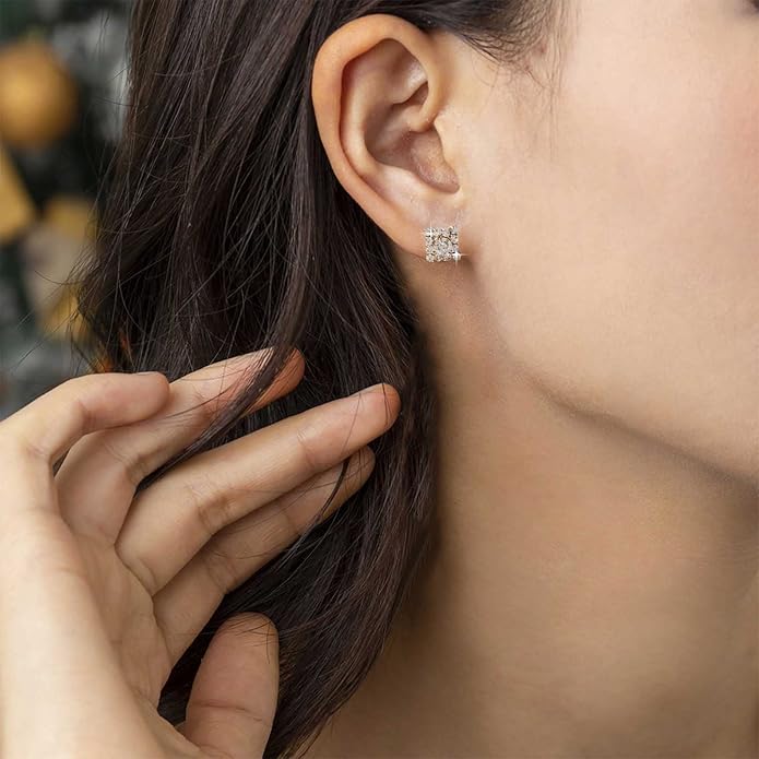 Vintage Crystal Square Earrings Rhinestone Square Stud Earrings Gold Cz Square Earrings Geometric Square Earrings Jewelry for Women-Velvo Beauty