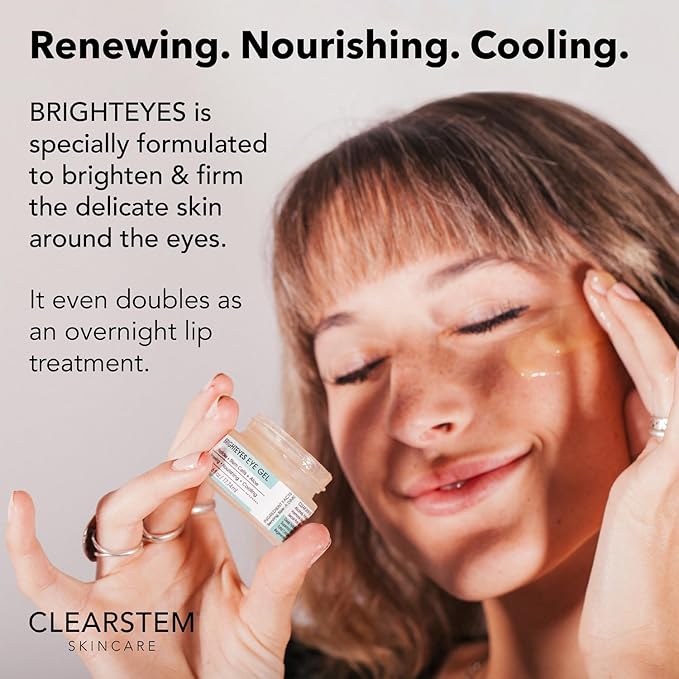 CLEARstem - BRIGHTEYES - Nourishing Anti-Aging Eye Gel - For Puffy Eyes, Crow's Feet, & Dark Circles - Made with Collagen, Stem Cells, Peptides & Aloe Vera - Vegan - Gluten Free - Men & Women - 0.6 oz-Velvo Beauty