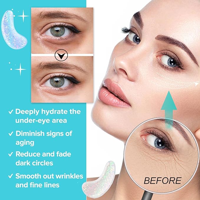 28 Pairs Collagen Eye Mask, Anti Wrinkle Eye Patches for Puffy Eyes and Dark Circles, Natural Marine Collagen Eye Gel Pads for Puffiness, Eye Treatment Skin Care for Puffiness Wrinkle Eye Bags-Velvo Beauty