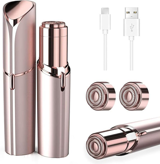 tuokiy Facial Hair Remover for Women, Face Shaver for Women, Lady Face Electric Razor for Lip, Chin, Peach Fuzz, 2 Replacement Heads and USB Rechargeable-Velvo Beauty