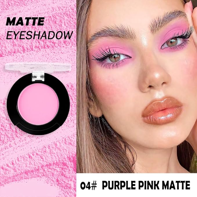 Monochrome Matte Eyeshadow Makeup Palette, Highly Pigmented Purple Pink Eyeshadow Palette, Matte Pressed Powder Eye shadow Makeup, Single Vegan Eye Shadow, Daily Evening Women Girls Eyeshadow Gift 4#-Velvo Beauty