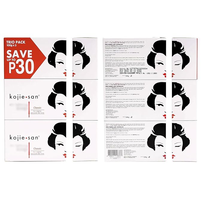 Kojie San Face & Body Complete Brightening Set - 3 x 100g Bars Soap, Body Lotion, Face Cream, Toner, and Face Cleansing Brush - 7pcs-Velvo Beauty