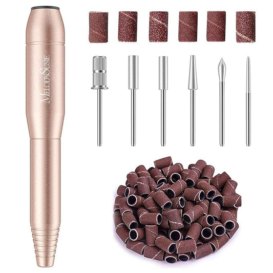 MelodySusie Portable Electric Nail Drill,PC120B Compact Efile Electrical Professional Nail File Kit for Acrylic, Gel Nails, Manicure Pedicure Polishing Shape Tools Design for Home Salon Use, Gold-Velvo Beauty