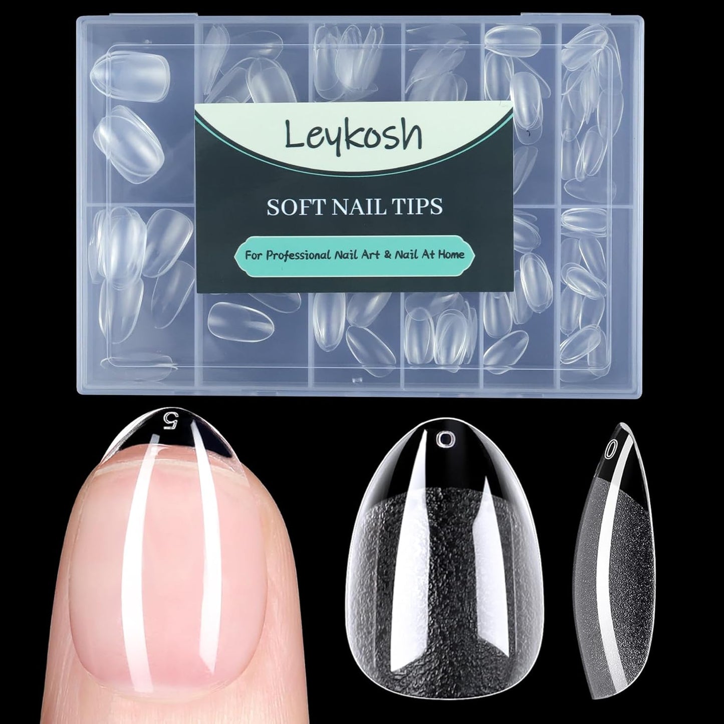 Short Round Oval Nail Tips, 216pcs Acrylic Soft Fake Nails Gel Nail Tips, Full Cover Pre-Shaped Matte Clear Press on Nails for Extension, Diy at Home Manicure 12 Sizes-Velvo Beauty