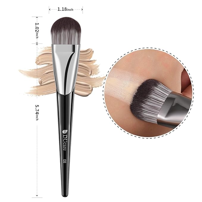 DUcare Flat Foundation Brush for Liquid Makeup, Premium Synthetic Hair Concealer/Kabuki Makeup Brush, Dense Bristles Design, Multi-Purpose Face Brushes for Liquid/Cream/Facial Mask-Velvo Beauty
