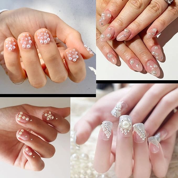 Flat Back Rhinestone+Half Round Pearl Kits Colorful Rhinestones+White+Beige Pearls With Picker Pencil And Tweezer For Home DIY And Professional Use-Velvo Beauty