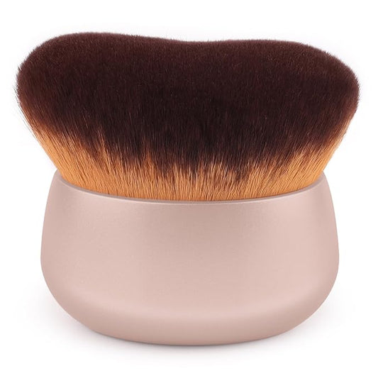 75MM Extra Large Self Tanner Kabuki Makeup Brush – Ultra Soft Dense Vegan Bristles for Body Makeup, Bronzer & Foundation–Applies Tanning Mousse, Lotion & Self Tanner–Khaki, Wet & Dry-Velvo Beauty
