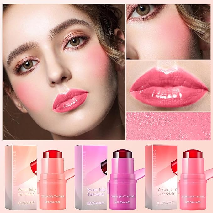Milk Jelly Blush Cooling Water Jelly Tint, Milk Jelly Tint Jelly Blush Stick, Milk Lip And Cheek Stick, Sheer Lip & Cheek Stain, Jelly Tint Makeup (Red, Free Size)-Velvo Beauty