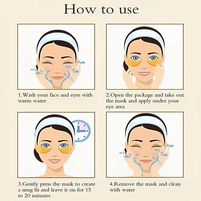 Under Eye Patches for Puffy Eyes (30 Pairs),Golden Under Eye Mask for Dark Circles and Puffiness,Gel Crystal Collagen Skin Care Products Eye Patches Effectively Moisturizing Nourishes,Travel Eye Mask-Velvo Beauty