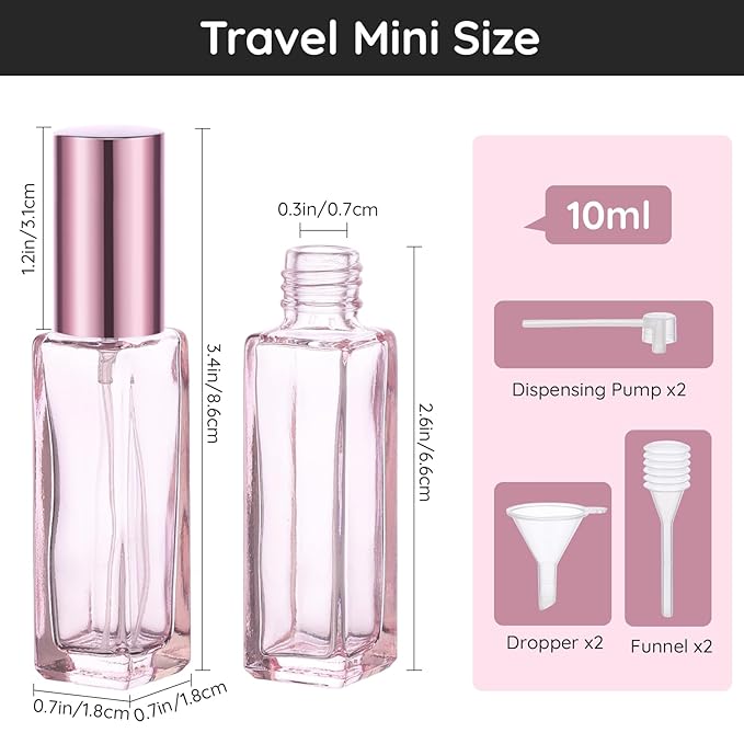 Segbeauty 10ML Refillable Perfume Bottle, 10 Packs Fine Mist Atomizer Sprayer, Empty Glass Spray Bottle Mini Portable Travel Atomizer for Toiletries, Fragrance Scent Pump Dispenser-Velvo Beauty