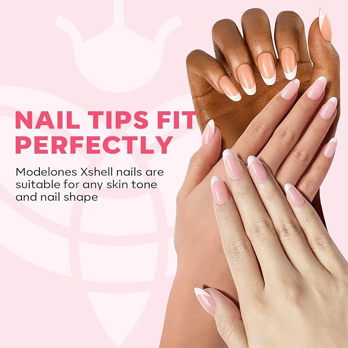 modelones Press on Nails, 150 Pcs French Tip Press on Nails, NailBoxie Brown Short Almond Nail Tips, Soft Gel Nail Tips, Ideal for Wedding, Party, Daily DIY Nail, 15 Sizes (S)-Velvo Beauty