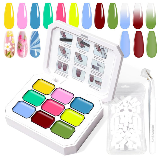 Gradient Painting Gel, 9 Bright Colors Ombre Gel Nail Polish Light Blue Pink Pigment Pat Nails Aura Nails French Manicure Soak Off UV Long-lasting No-wipe Home Salon DIY Nail Art ChromaGlow-Velvo Beauty