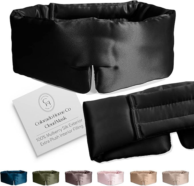SUNDAYSILKS™ | Adjustable Silk Sleep Mask for Side Sleeper | Cloud-Like Comfort, Weighted for Deep Sleep | Soft Sleep Face Mask for Women & Men, Full Blackout, Cooling Silk Eye Mask for Sleeping-Velvo Beauty