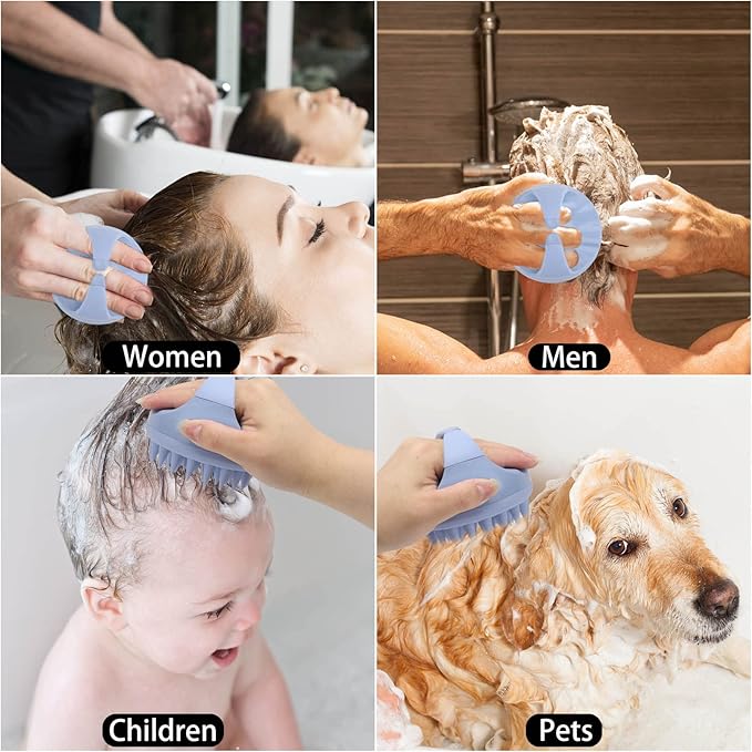 Silicone Hair Scalp Massager Shampoo Brush Scalp Scrubber Hair Washing Brush Exfoliating Brush Head Scrubber for Shower - Blue-Velvo Beauty