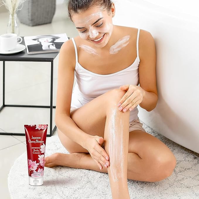 Japanese Cherry Blossom Shower Gel and Body Cream Set - Nourishing and Moisturizing Daily Skincare - 8 fl.oz / 236mL Each, Christmas Gifts for Her and Him (Japanese Cherry Blossom)-Velvo Beauty