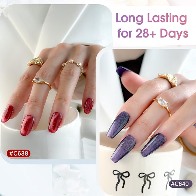 ROSALIND 8PCS Cat Eye Gel Polish with Magnet Stick - Magnetic Cat eye Gel Nail Polish Sparkle Diamond Effect Magic Magnetic Glitter Soak Off Led Nail Art DIY Salon Gifts For Women-Velvo Beauty