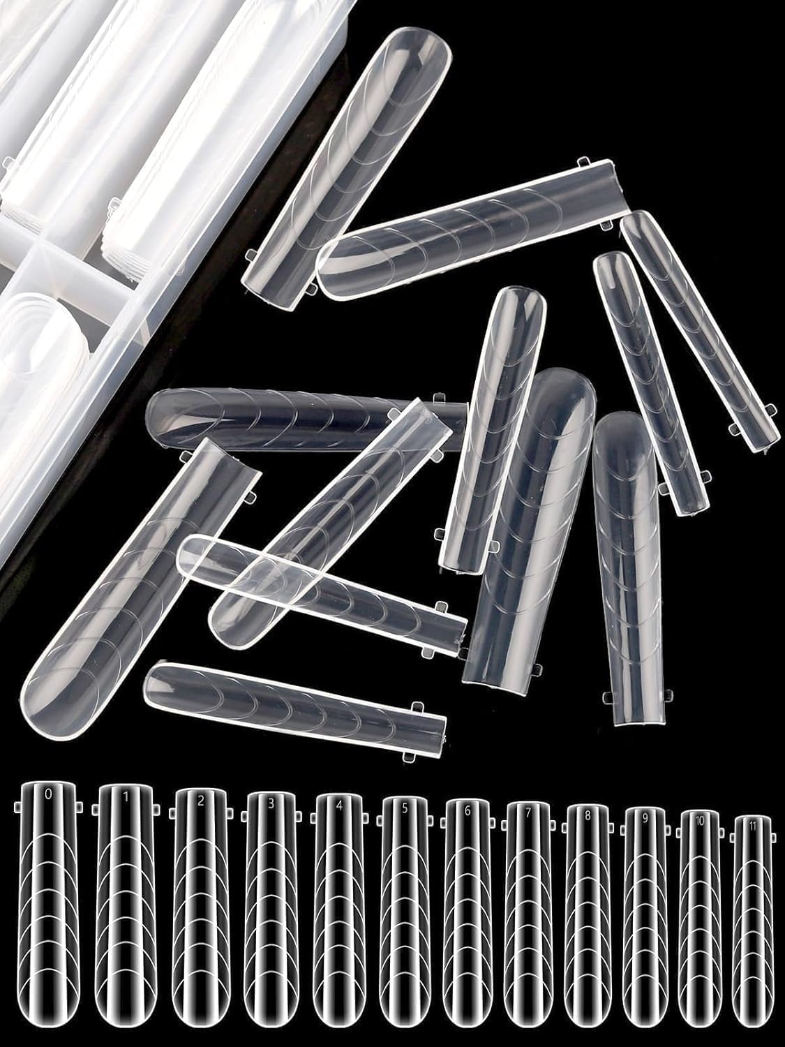 EBANKU Poly Gel Nail Forms Coffin Long, 120 Pcs Dual Forms for Polygel, Structure Builder Gel Nail Molds Acrylic Nail Kit for Nail Extension Art Design Salon & DIY -12 Sizes-Velvo Beauty