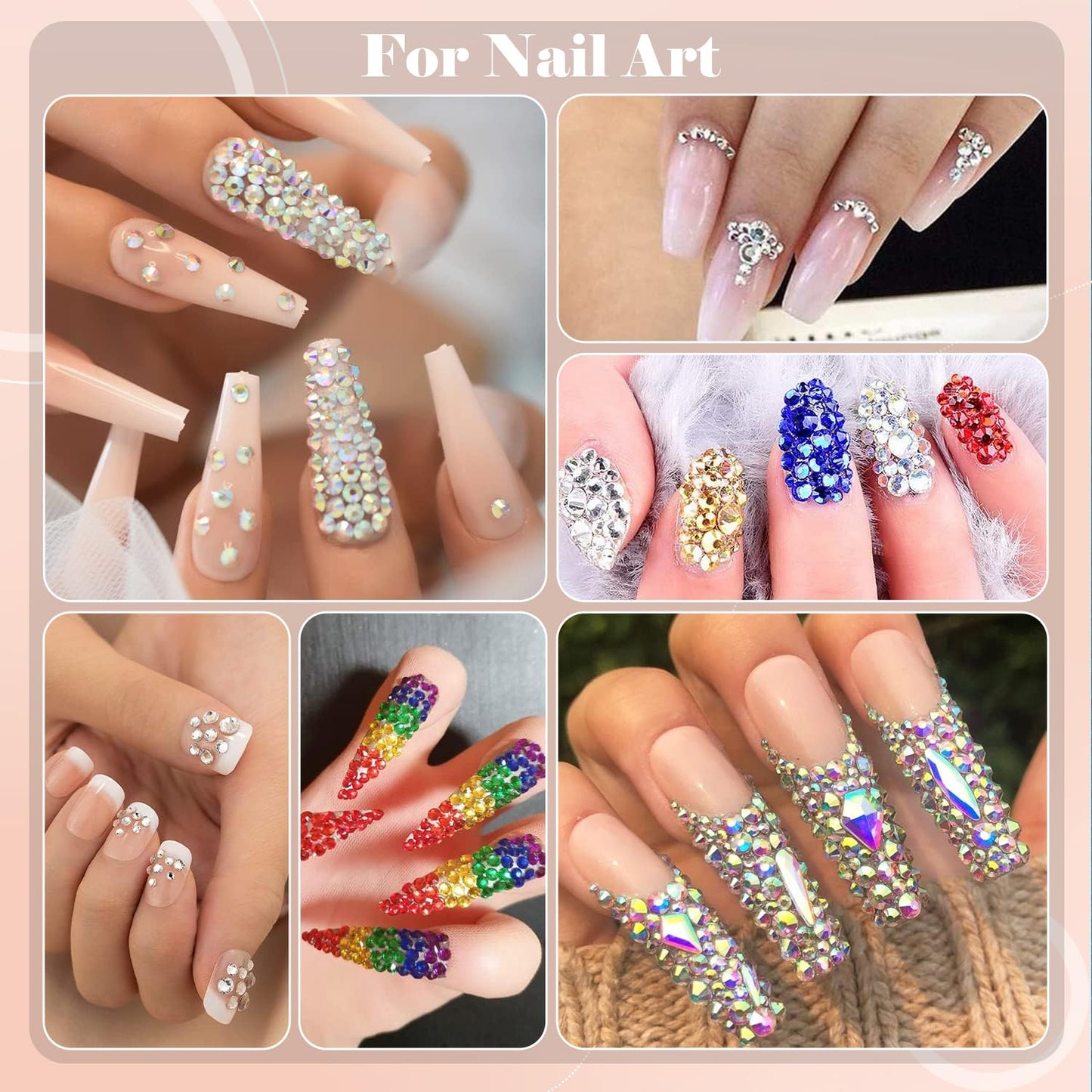 Nail Art Rhinestone Glue Gel&2 Boxes Flatback Gems Kit, 1 Tube of 15ml Rhinestone Gel Glue+Colorful Gems+Flat Back Round Glass Crystal AB&Clear Gemstones with Pickup Tools-Velvo Beauty