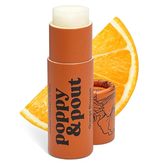 Poppy & Pout Orange Bloom Jumbo Lip Balm | All Natural Lip Balms & Moisturizers | Hydrates with Beeswax, Vitamin E, Organic Coconut Oil | Cruelty-Free | Lip Balm in Recyclable Cardboard Tube-Velvo Beauty