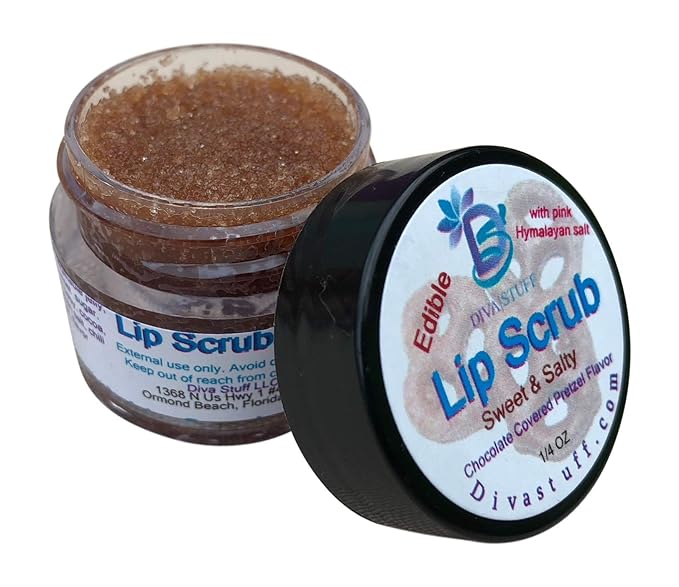 Diva Stuff Ultra Hydrating Lip Scrub for Soft Lips, Gentle Exfoliation, Moisturizer & Conditioner, Chocolate Covered Pretzel – ¼ oz (Made in the USA)-Velvo Beauty