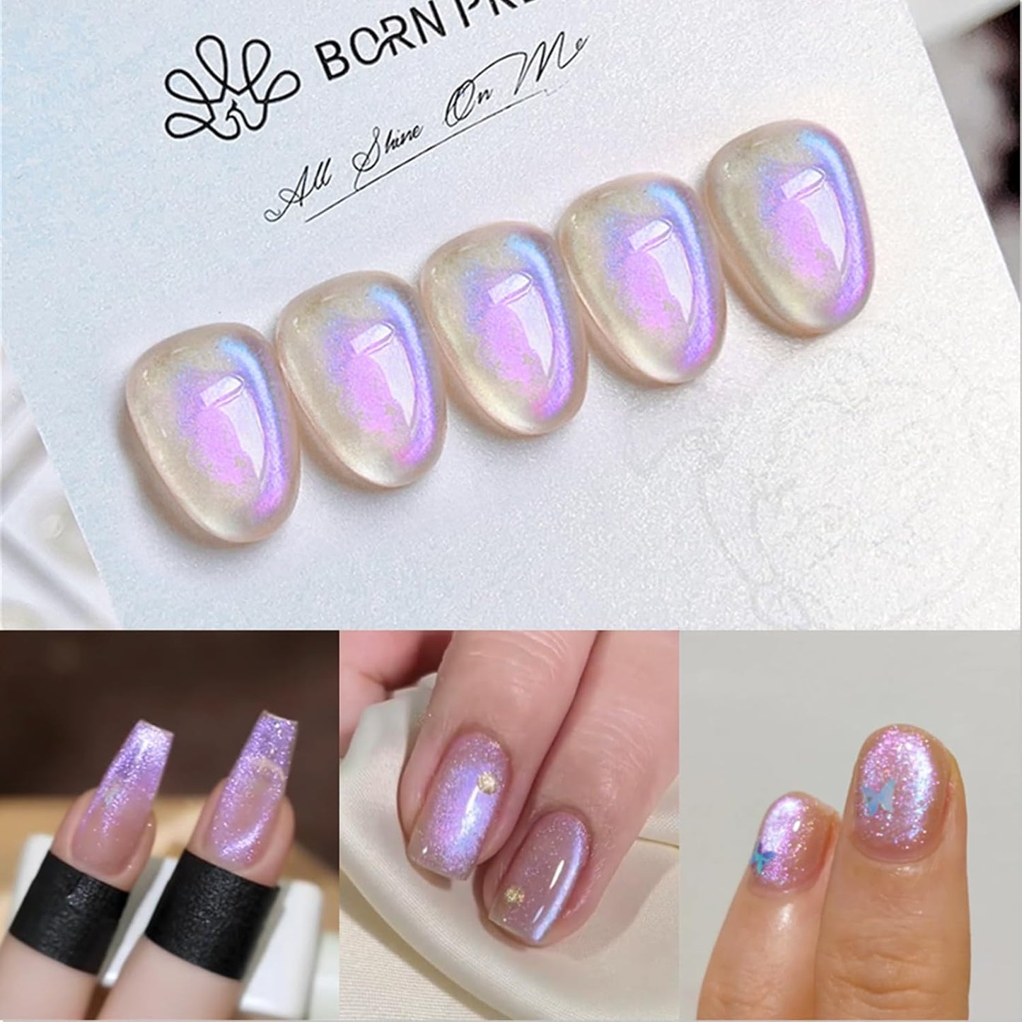 Born Pretty Purple Auroras Cat Magnetic Eye Gel, Fall Winter Mermaid Shiny Effect Soak Off Nail Art Salon Manicure Home Gift 15ml-Velvo Beauty