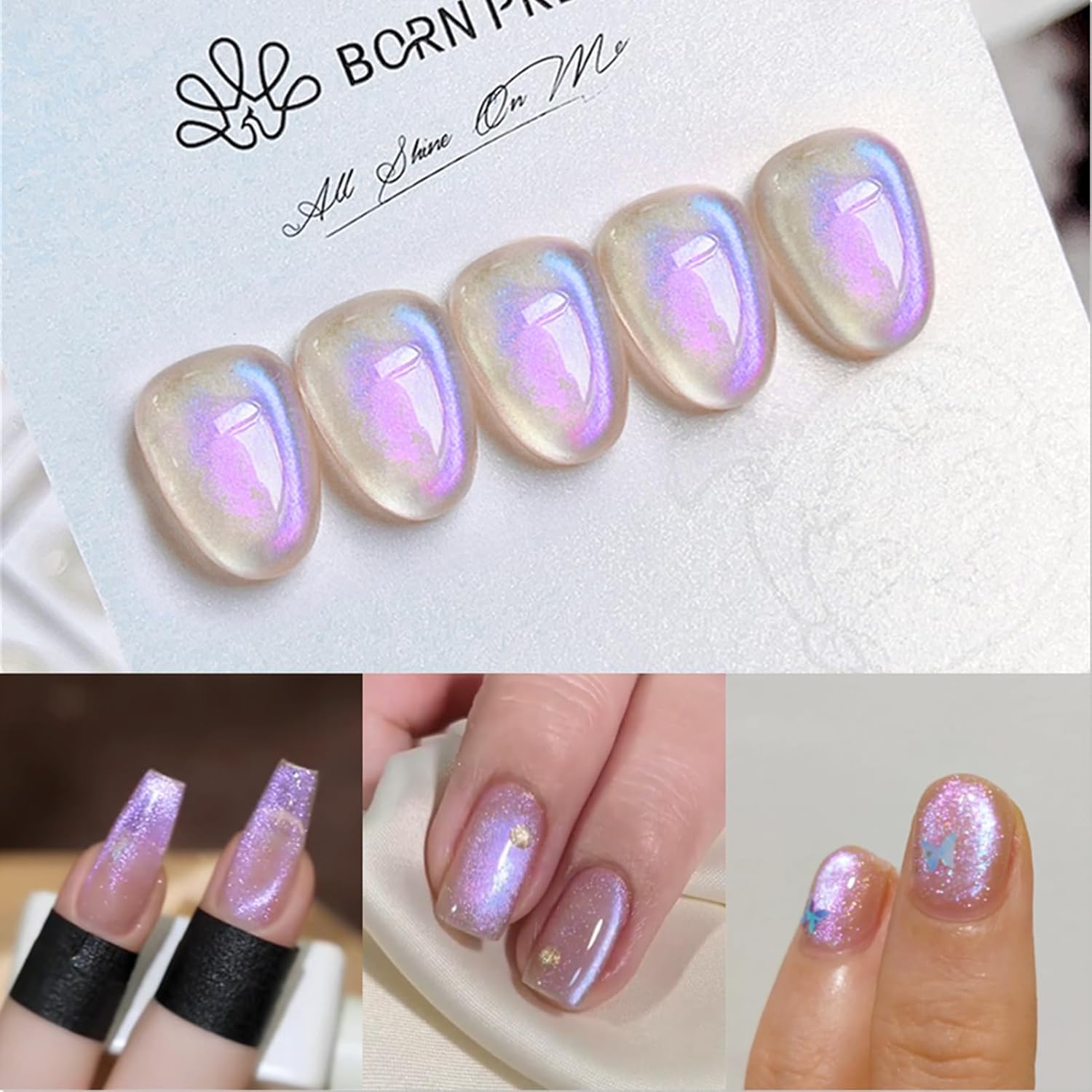 Born Pretty Purple Auroras Cat Magnetic Eye Gel, Fall Winter Mermaid Shiny Effect Soak Off Nail Art Salon Manicure Home Gift 15ml-Velvo Beauty