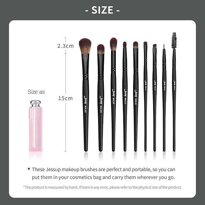 Jessup Eye Brushes Set, Vegan Makeup Brushes with Concealer Powder Eyeshadow Blending Eyeliner Spoolie Brush, 16pcs Premium Synthetic Black Cosmetic Brush T272-Velvo Beauty