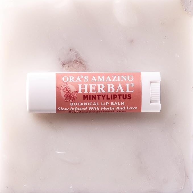 Natural Lip Balm, Herbal Infused, Mintyliptus Peppermint Eucalyptus, Calendula Lip Balm, Ora's Amazing Herbal-Velvo Beauty