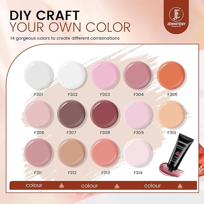 JEWHITENY 14 pcs Poly Gel Nail Extension Kit With Drill Machine U V Nail Light ALL In One Polygel Starter Kit-Velvo Beauty