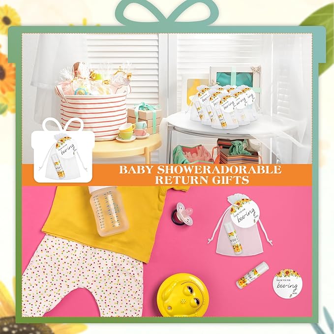 Fumete 50 Set Bee Favors Baby Shower Thank You Gifts Lip Balms for Guests Boys Girls Gender Reveal Favors for Baby Shower Bee Party Prizes Souvenirs Bags Stuffer Classroom Prizes-Velvo Beauty