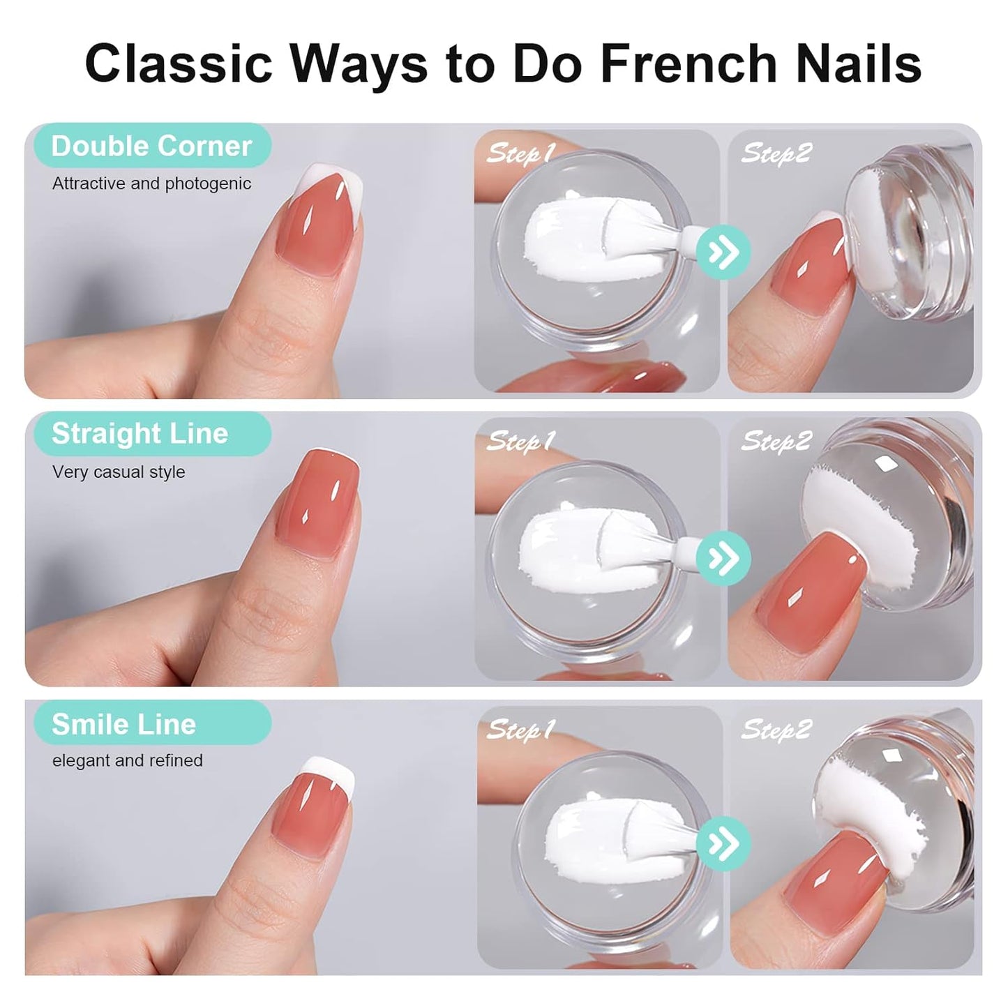 X&D Nail Art Stamper Clear Jelly Nail Art Stamping Transparent Silicone Rubber Nail Polish Stamper with Acrylic Scraper, Spare head Kit for French Tips and Transfer Images-Velvo Beauty