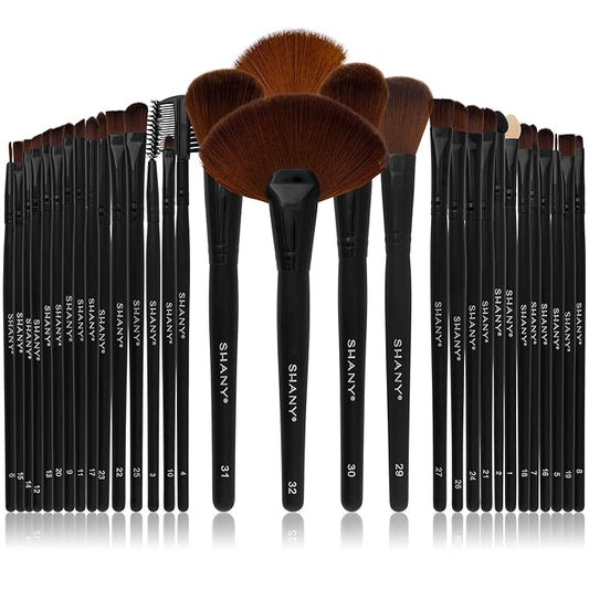SHANY Makeup Brushes Premium Synthetic Foundation Powder Concealers Eye Shadows Cosmetics Brush Set with Faux Leather Pouch and Instruction sheet, 32 Count-Velvo Beauty