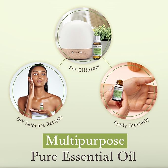 Pranarom USDA Certified Organic Frankincense Essential Oil (15ml), 100% Pure Undiluted Therapeutic Grade from Somalia for Aromatherapy, Diffuser, Skincare, Relaxation, Meditation-Velvo Beauty