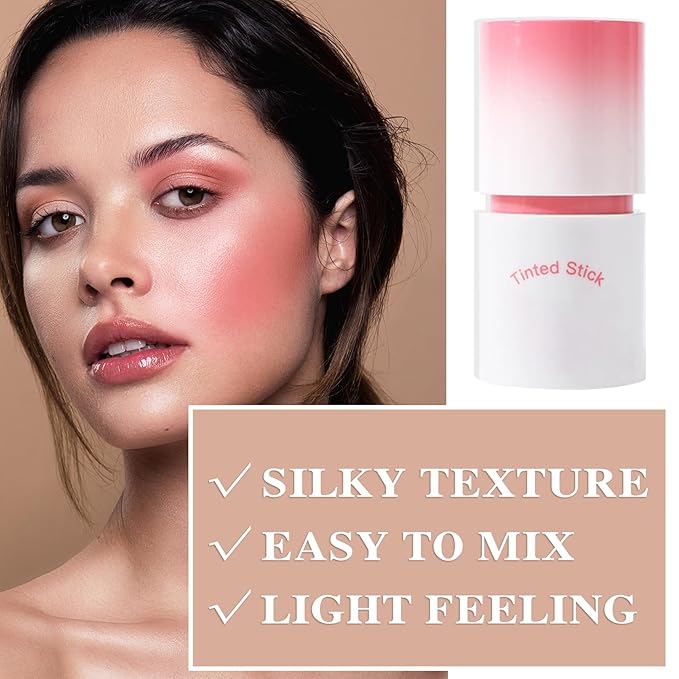 Cream Blush Stick with Brush and Makeup Sponge,Waterproof Multi Cream Makeup Stick,Lightweight,Long-lasting,2 in 1 Multi Blush for Cheeks & Lip Tint & Eyeshadow M-Velvo Beauty