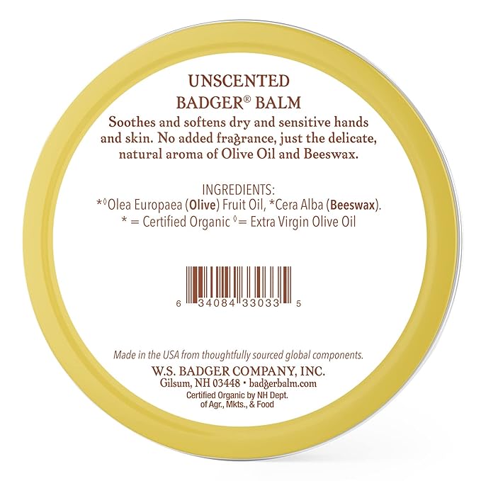 Badger - Unscented Dry Skin Balm, Sensitive Skin Balm, Moisturizing Balm for Dry Cracked Skin, Unscented Balm, Skin Moisturizer Balm, 2 oz (2 Pack)-Velvo Beauty