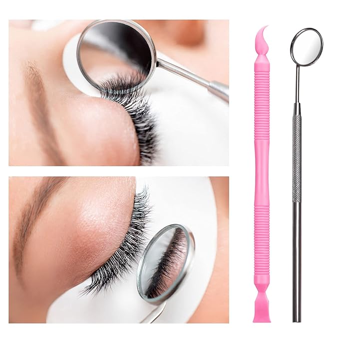 Libeauty Pink Eyelash Lift Tool, Lash Extension Supplies Metal Makeup Mirror, Lash Lifting Applicator Brush Needle for Salon or Home Use-Velvo Beauty
