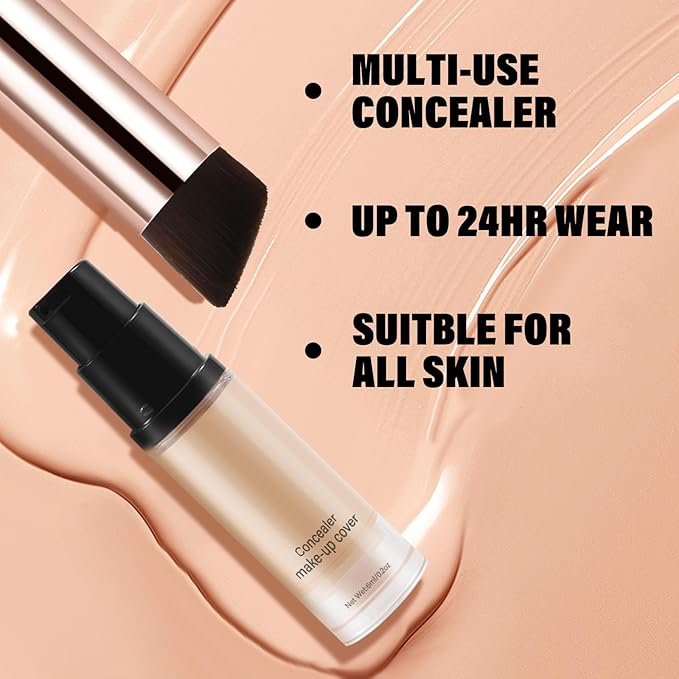 2pcs Liquid Concealer Set with Brush,Full Cover,Concealer Wand with Matte Finish,Corrects，Covers，Long Wear Up to 24hr-Velvo Beauty
