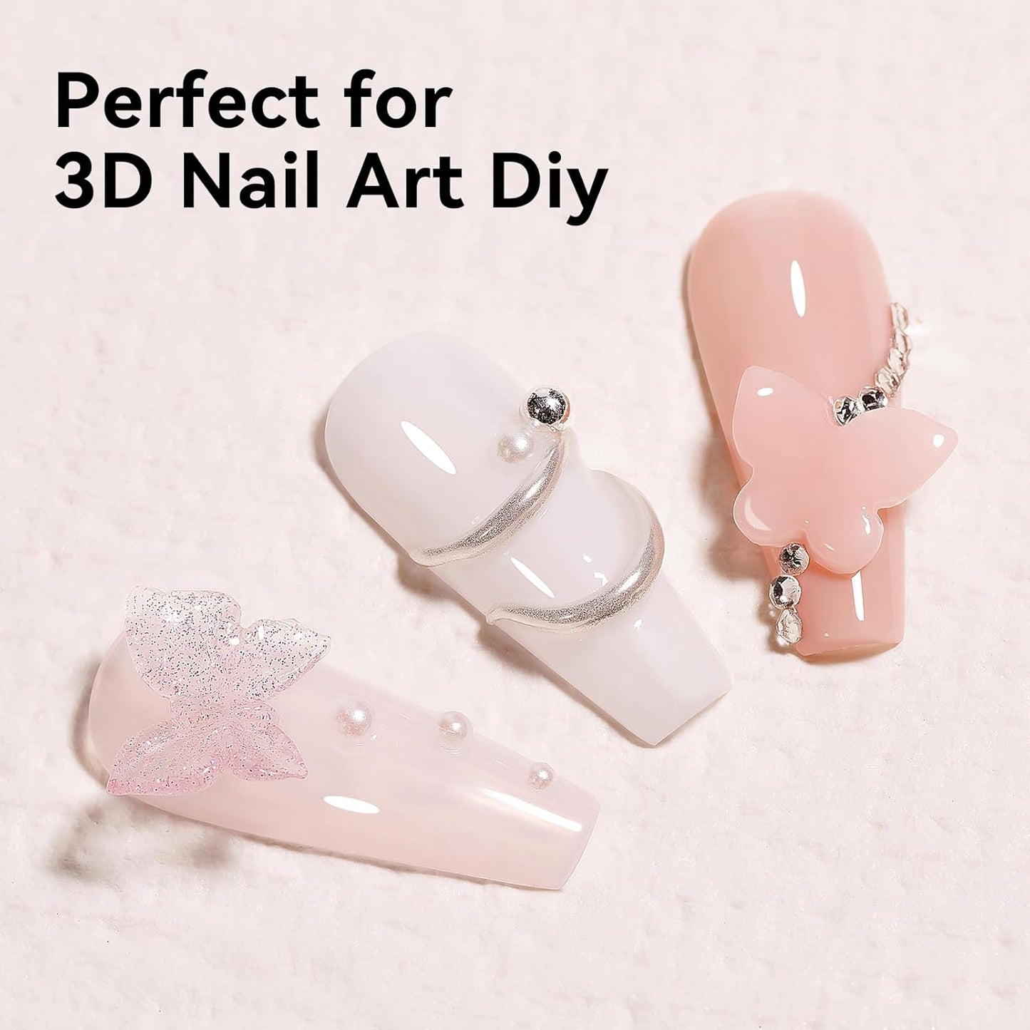 Solid Builder Gel for Nails 3PCS, 3D Hard Gel for Nail Art Sculpting Non-Stick Hand, Clear White Nude for Modeling, Sculpture, Nail Extension UV/Led Manicure DIY At Home 18g*3Colors-Velvo Beauty