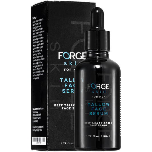FORGE SKIN® Night Beef Tallow Serum for Men [TALLOW-BASED] - Facial Essence for Face Wrinkles with Essential Oils - Natural Green Tea Skincare for Radiance and Skin Hydration (1.77 OZ)-Velvo Beauty